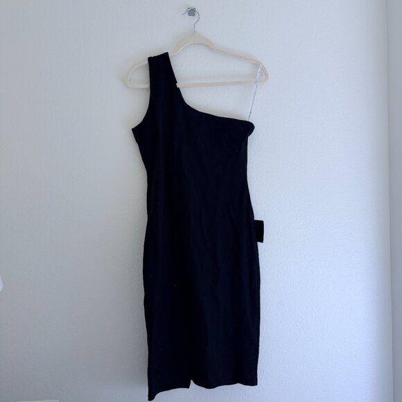 Lulus Kiss Me More Black One-Shoulder Bodycon Midi Dress Size M — NWT - Picture 3 of 4